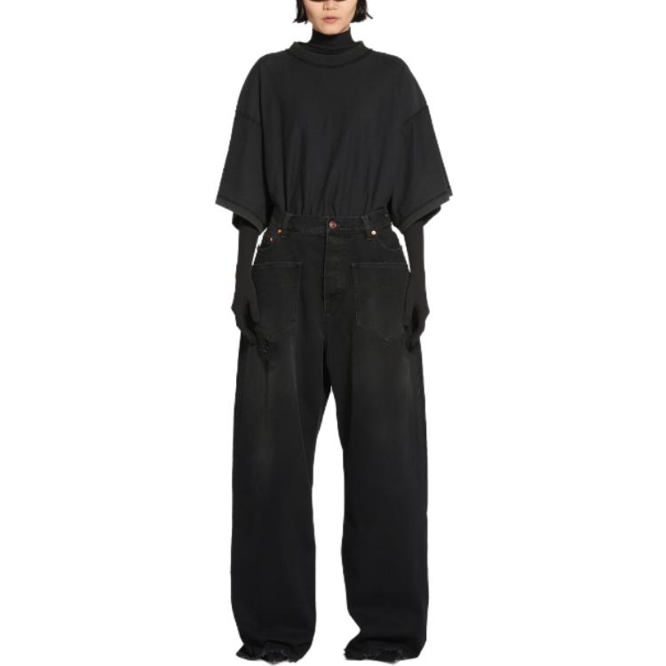 Balenciaga FW22 360° Show Black Loose Fit Unisex Patchwork Pocket Jeans 719337TNW541129 圖 4
