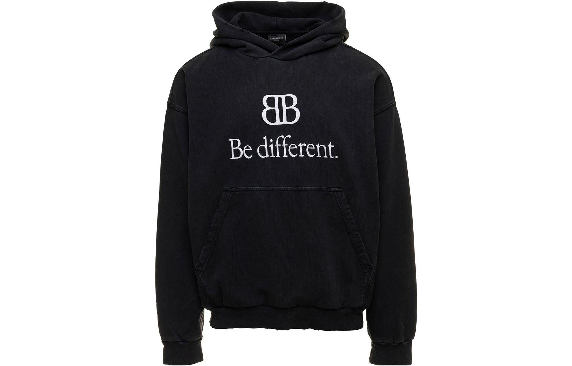 Balenciaga FW22 'Be Different' Logo Print Hoodie Black Unisex Pullover. 720426TNVV11070 圖 2