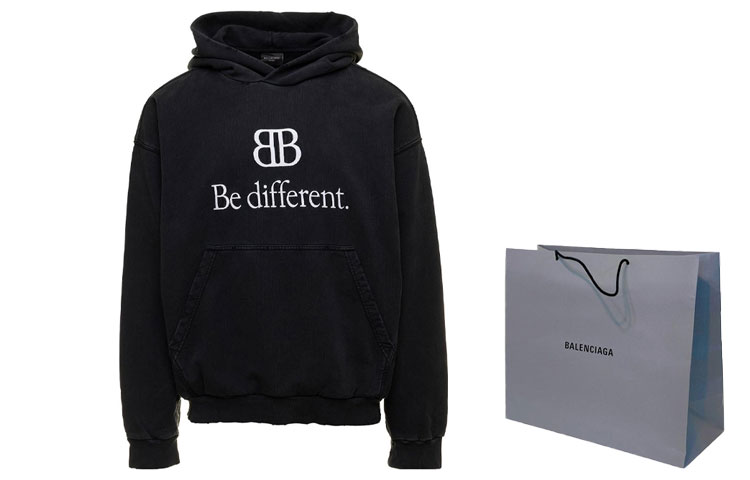 Balenciaga FW22 'Be Different' Logo Print Hoodie Black Unisex Pullover. 720426TNVV11070 圖 4