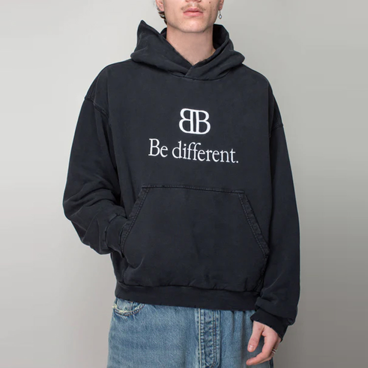 Balenciaga FW22 'Be Different' Logo Print Hoodie Black Unisex Pullover. 720426TNVV11070 圖 5