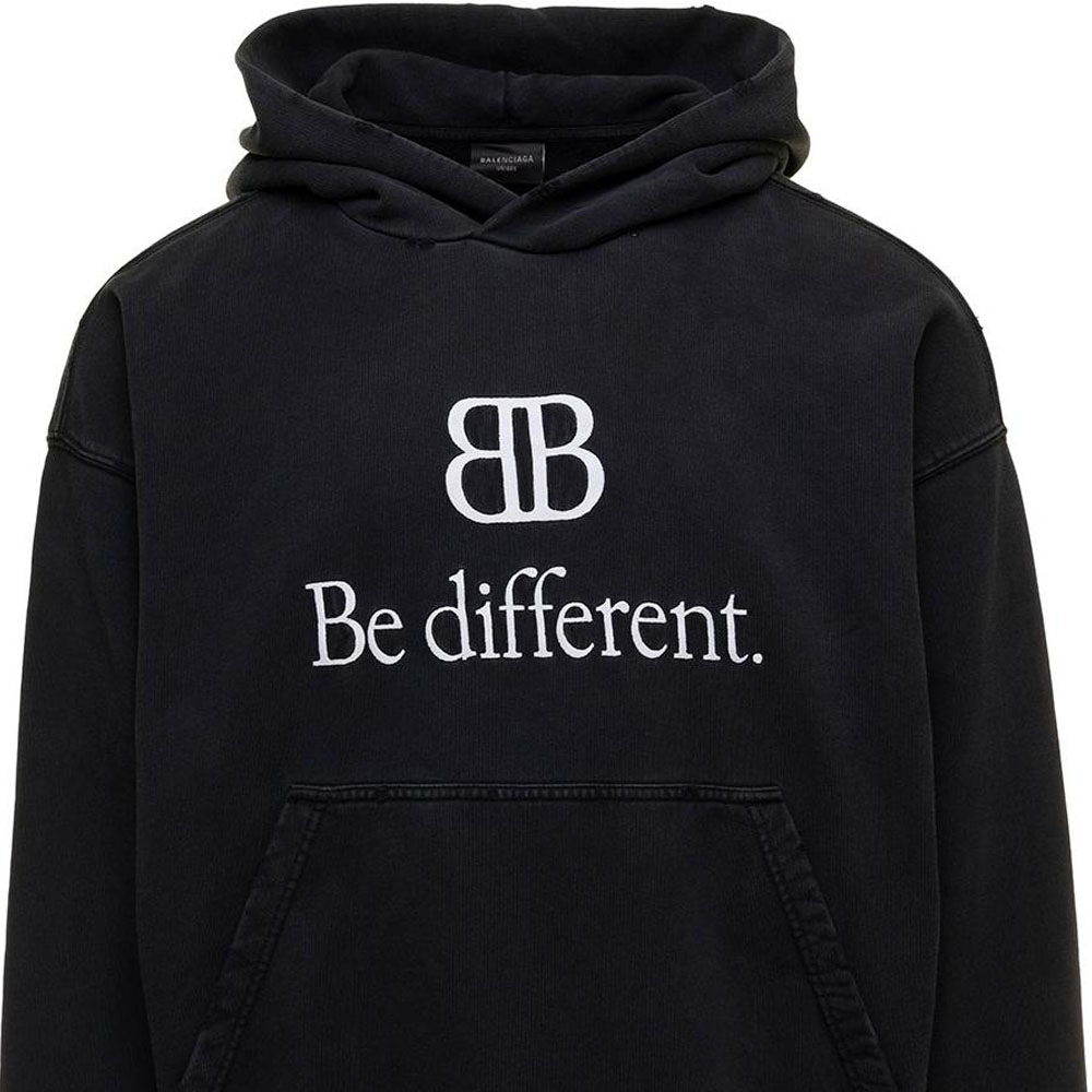 Balenciaga FW22 'Be Different' Logo Print Hoodie Black Unisex Pullover. 720426TNVV11070 圖 8