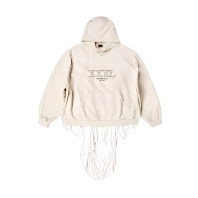 Balenciaga FW22 Beige Distressed Logo Print Pullover Sweatshirt. 720406TNVD99784