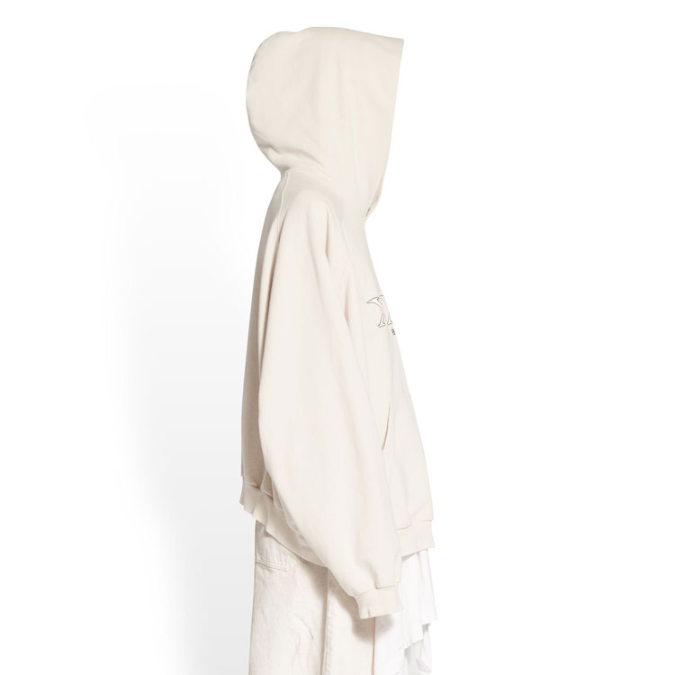 Details for 巴黎世家 FW22 米色仿舊Logo印花套頭衫衛衣 720406TNVD99784