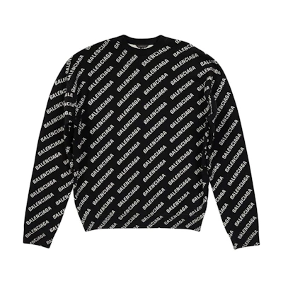 Balenciaga FW22 Black Colorblock Letter Logo Knit Sweater. 719654T16601070