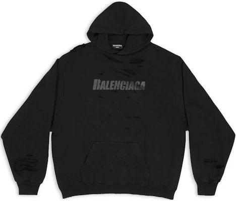 Balenciaga FW22 Sudadera Negra con Logo Distressed Estampado Corte Regular. 659403TKVB61781 Buy Balenciaga FW22 Sudadera Negra con Logo Distressed Estampado Corte Regular. 659403TKVB61781