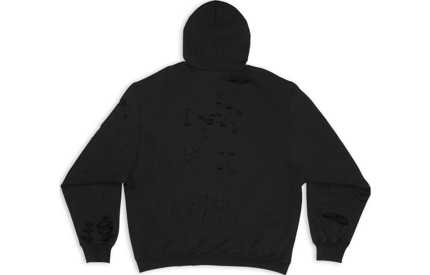 Balenciaga FW22  Black Distressed Logo Print Hoodie Regular Fit. 659403TKVB61781 圖 3