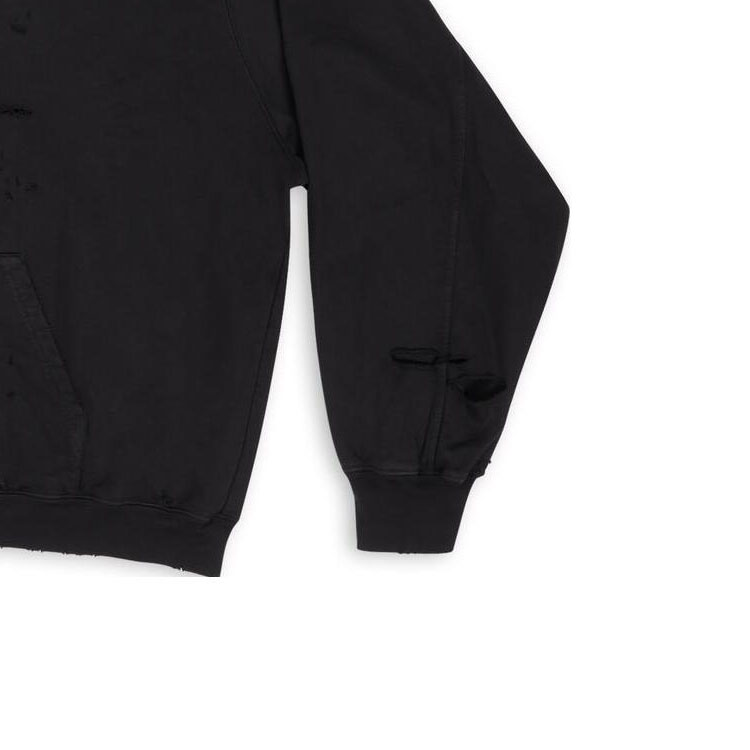 Balenciaga FW22  Black Distressed Logo Print Hoodie Regular Fit. 659403TKVB61781 圖 5
