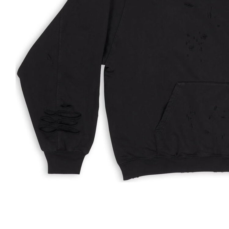 Balenciaga FW22  Black Distressed Logo Print Hoodie Regular Fit. 659403TKVB61781 圖 6