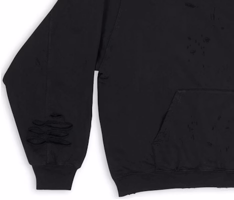 Balenciaga FW22 Sudadera Negra con Logo Distressed Estampado Corte Regular. 659403TKVB61781 Details for Balenciaga FW22 Sudadera Negra con Logo Distressed Estampado Corte Regular. 659403TKVB61781