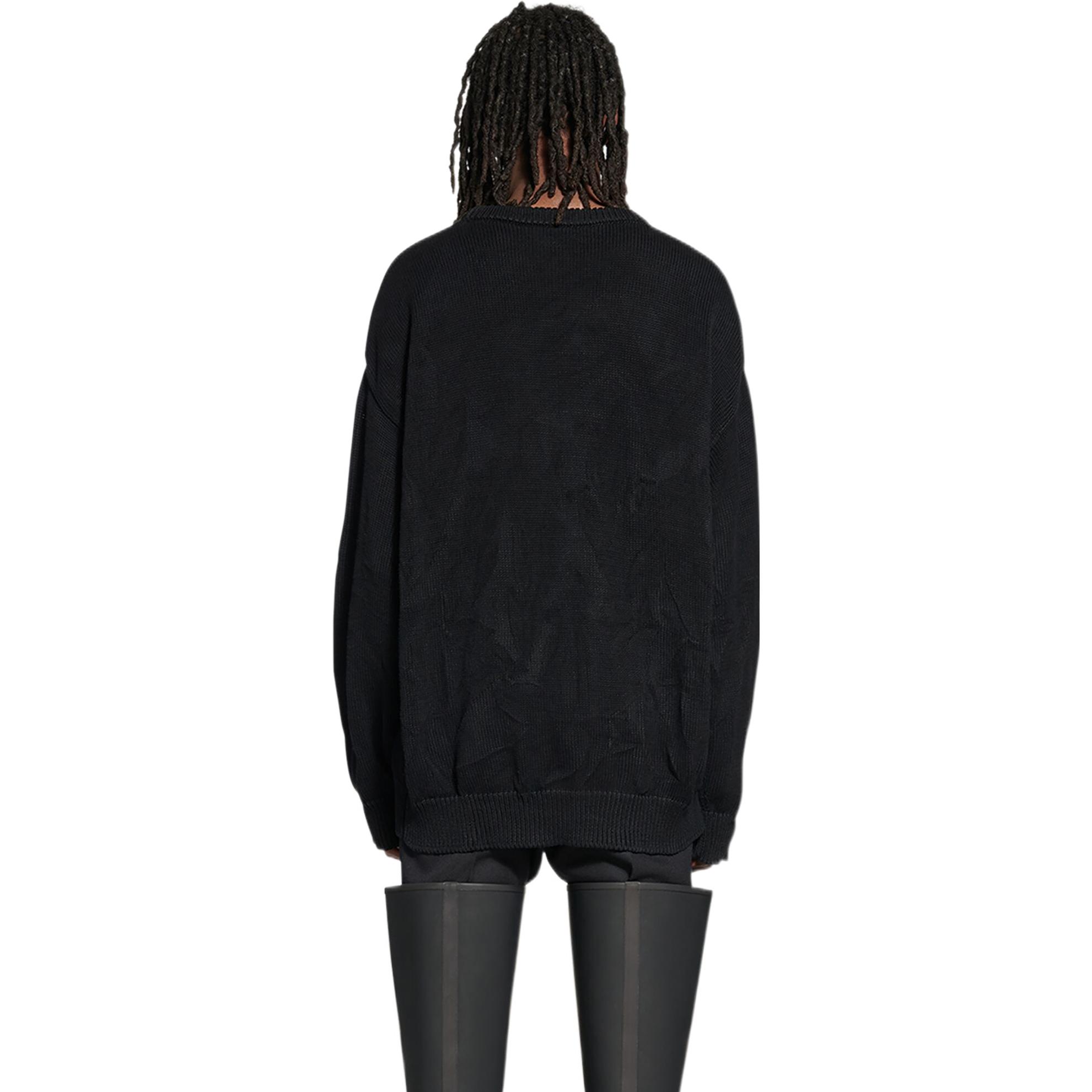 Details for バレンシアガ FW22 ブラック 刺繍ロゴ クルーネック プルオーバー セーター 696226T32521000