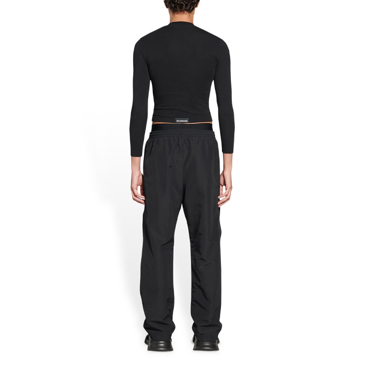 Purchase Balenciaga FW22  Black Logo Print Knit Straight-Leg Sweatpants Loose Fit. 704715TKO481000