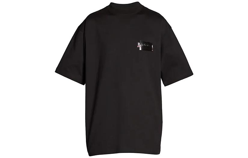 Buy 巴黎世家 FW22 黑色字母印花寬鬆版型圓領T恤 641675TNVG11089