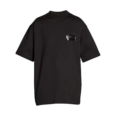 Balenciaga FW22 Black Logo Print Oversized Crewneck T-Shirt. 641675TNVG11089