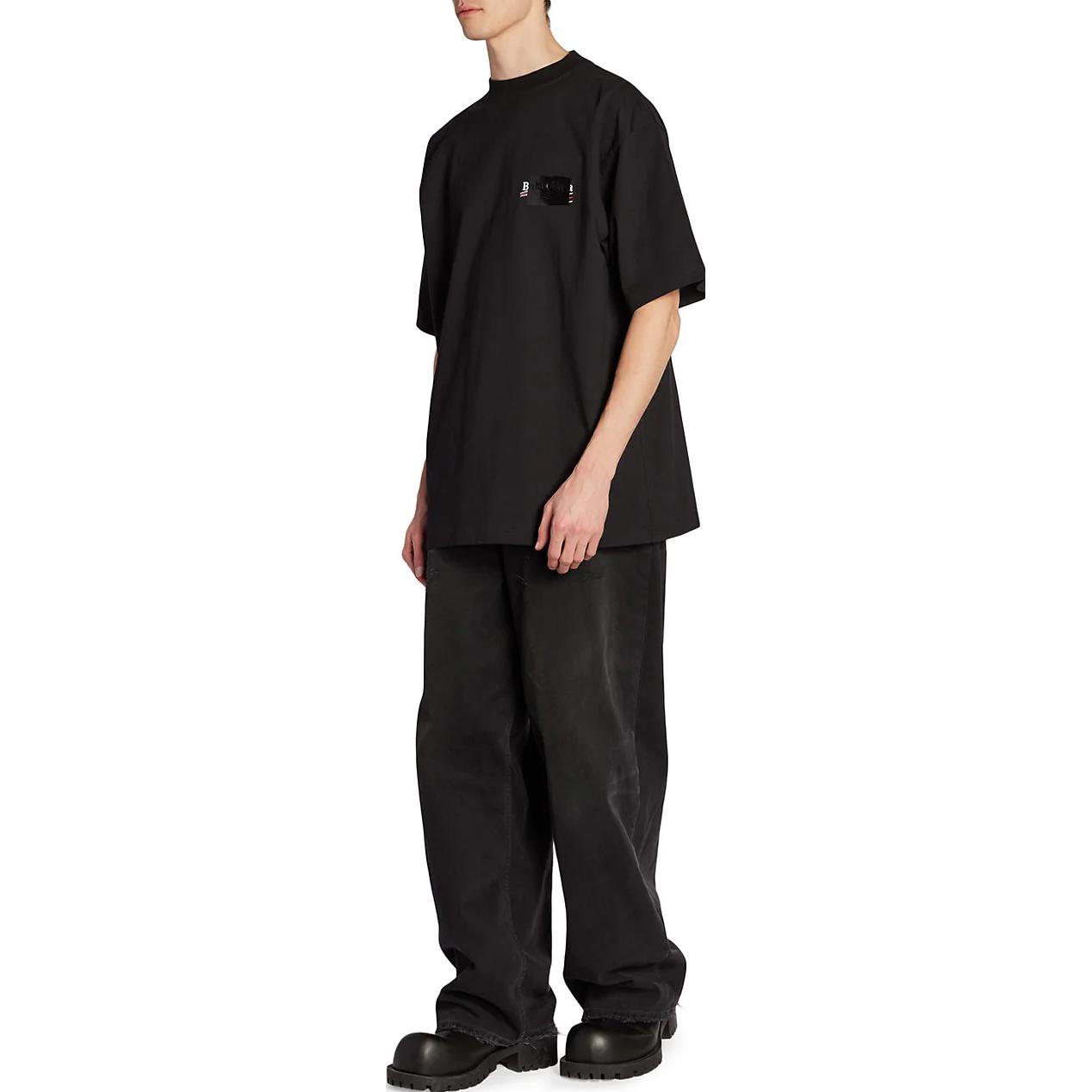 Sizing 巴黎世家 FW22 黑色字母印花寬鬆版型圓領T恤 641675TNVG11089