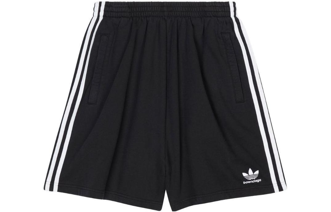 Balenciaga FW22  Black Logo Stripe Print Casual Shorts. 723881TNVN28482