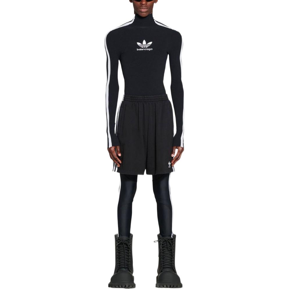 Details for 巴黎世家 FW22 黑色条纹标志印花休闲短裤. 723881TNVN28482