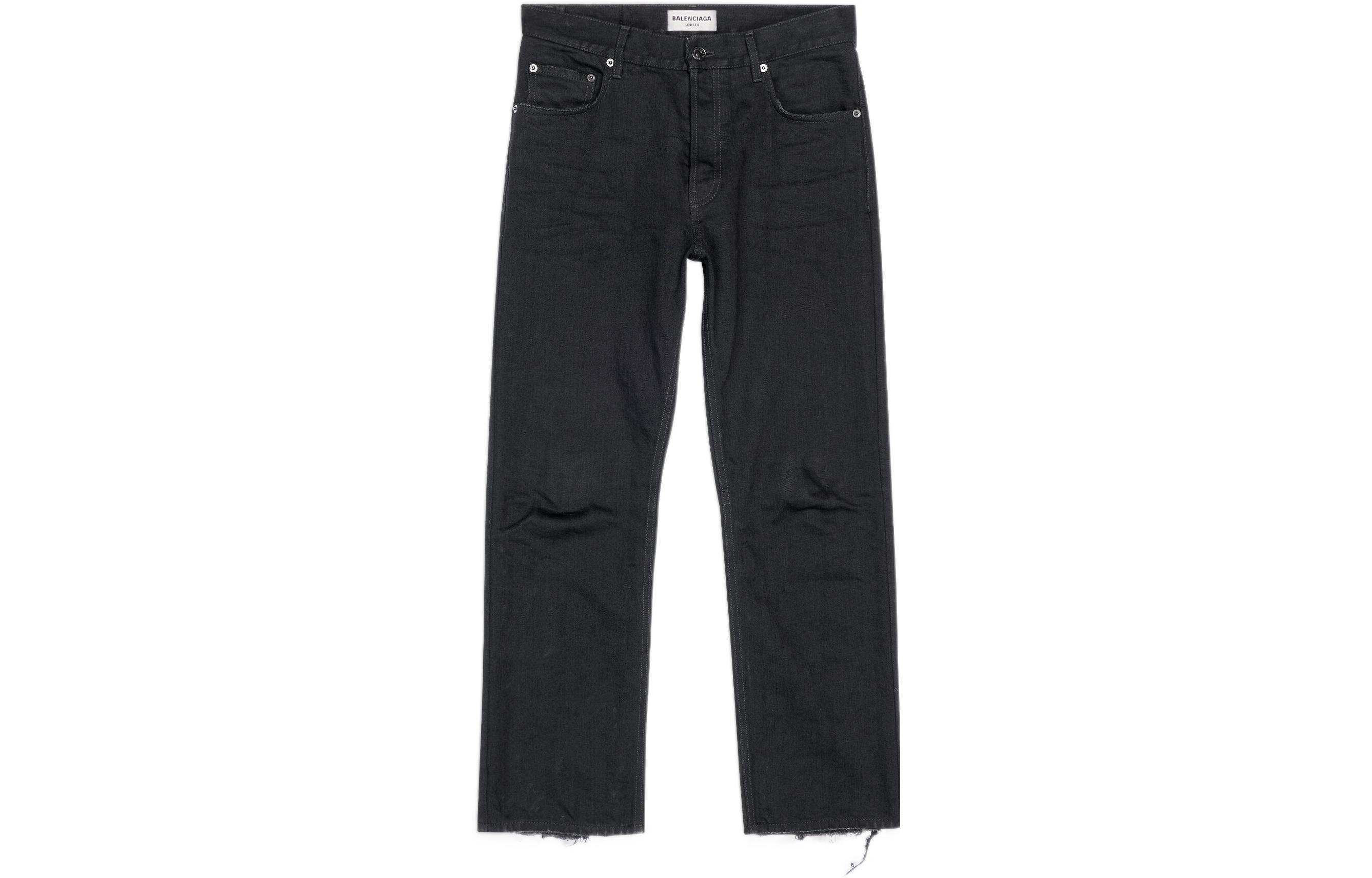 Balenciaga FW22  Black Loose Fit Straight-Leg Jeans. 697830TBP471029