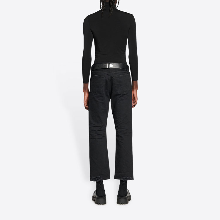 Purchase Balenciaga FW22 Jeans Hitam Loose Fit Straight-Leg. 697830TBP471029