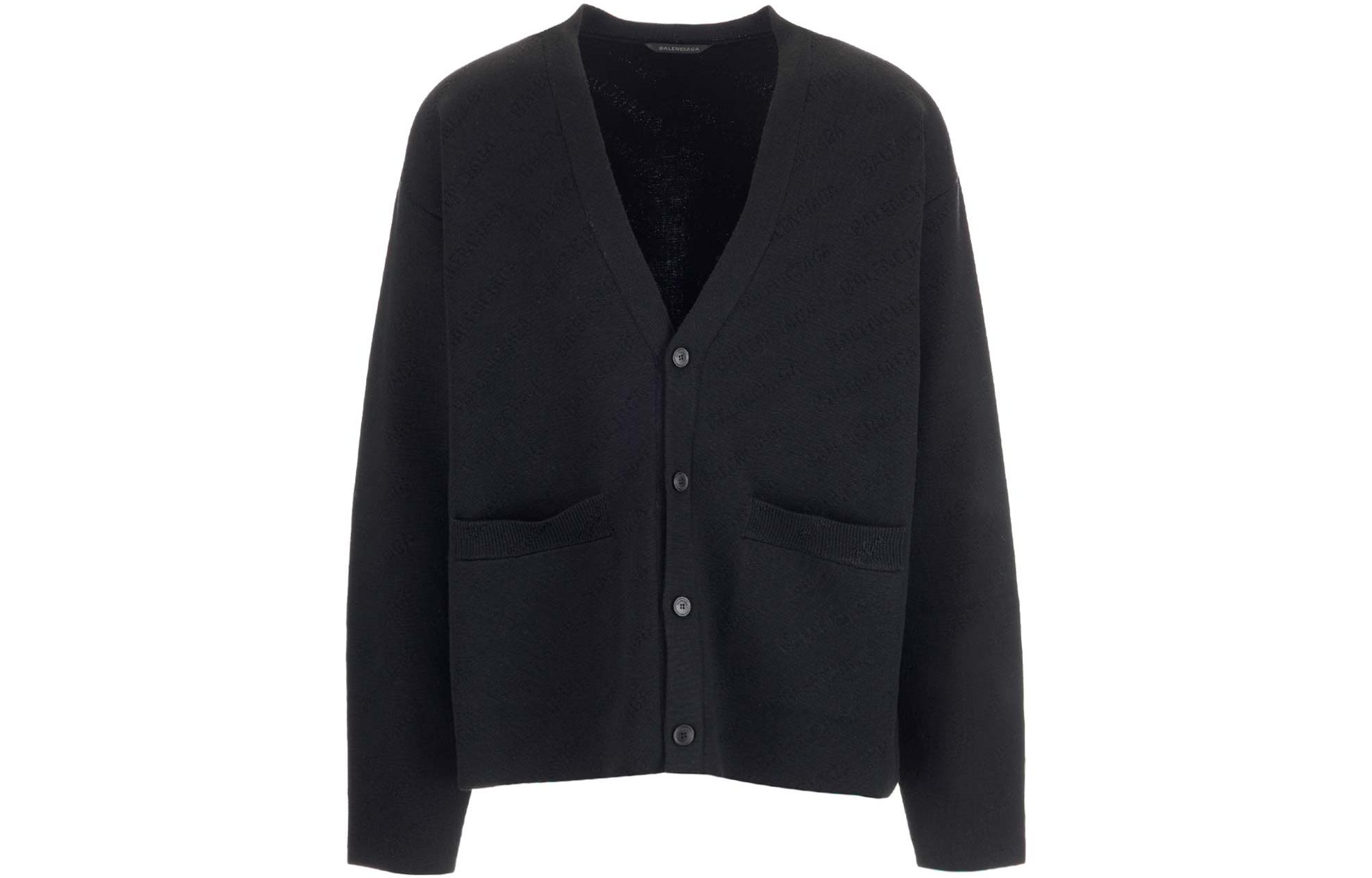 Balenciaga FW22  Black V-Neck Single-Breasted Knit Sweater 720058T16611000