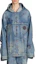Shop Balenciaga FW22 Blue Graffiti Print Denim Hooded Jacket. 719315TNW56-4268