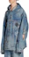 Details for Balenciaga FW22 Blue Graffiti Print Denim Hooded Jacket. 719315TNW56-4268