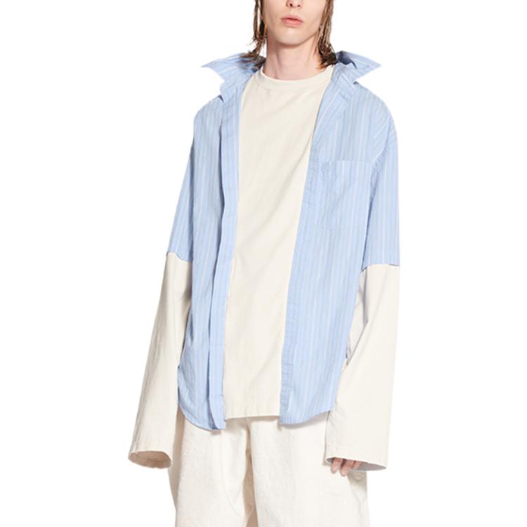 Balenciaga FW22  Blue Striped Contrast Layered Button-Up Shirt. 699227TNM063965 圖 4