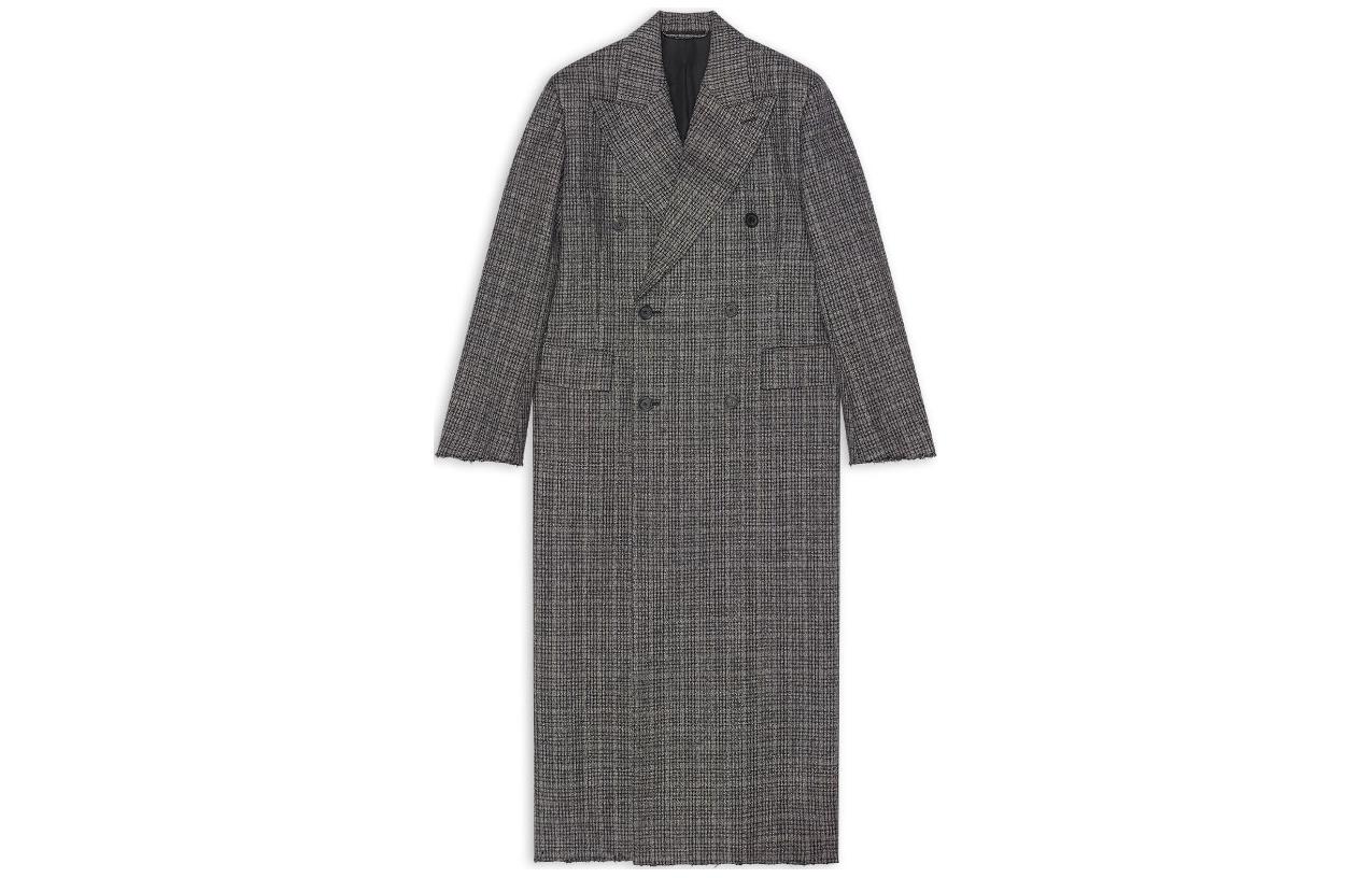 Balenciaga FW22  Check Pattern Straight-Cut Single-Breasted Coat 704488TMU021070