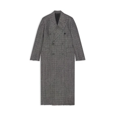 Balenciaga FW22 Check Pattern Straight-Cut Single-Breasted Coat 704488TMU021070