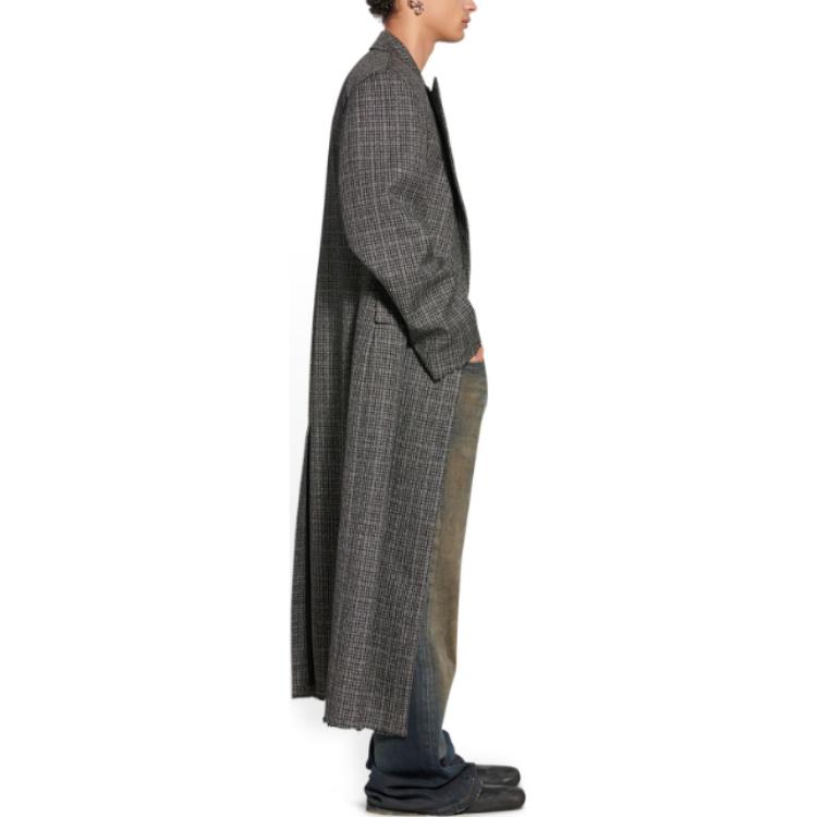 Shop バレンシアガ FW22 チェック柄ストレートカットシングルブレストコート 704488TMU021070