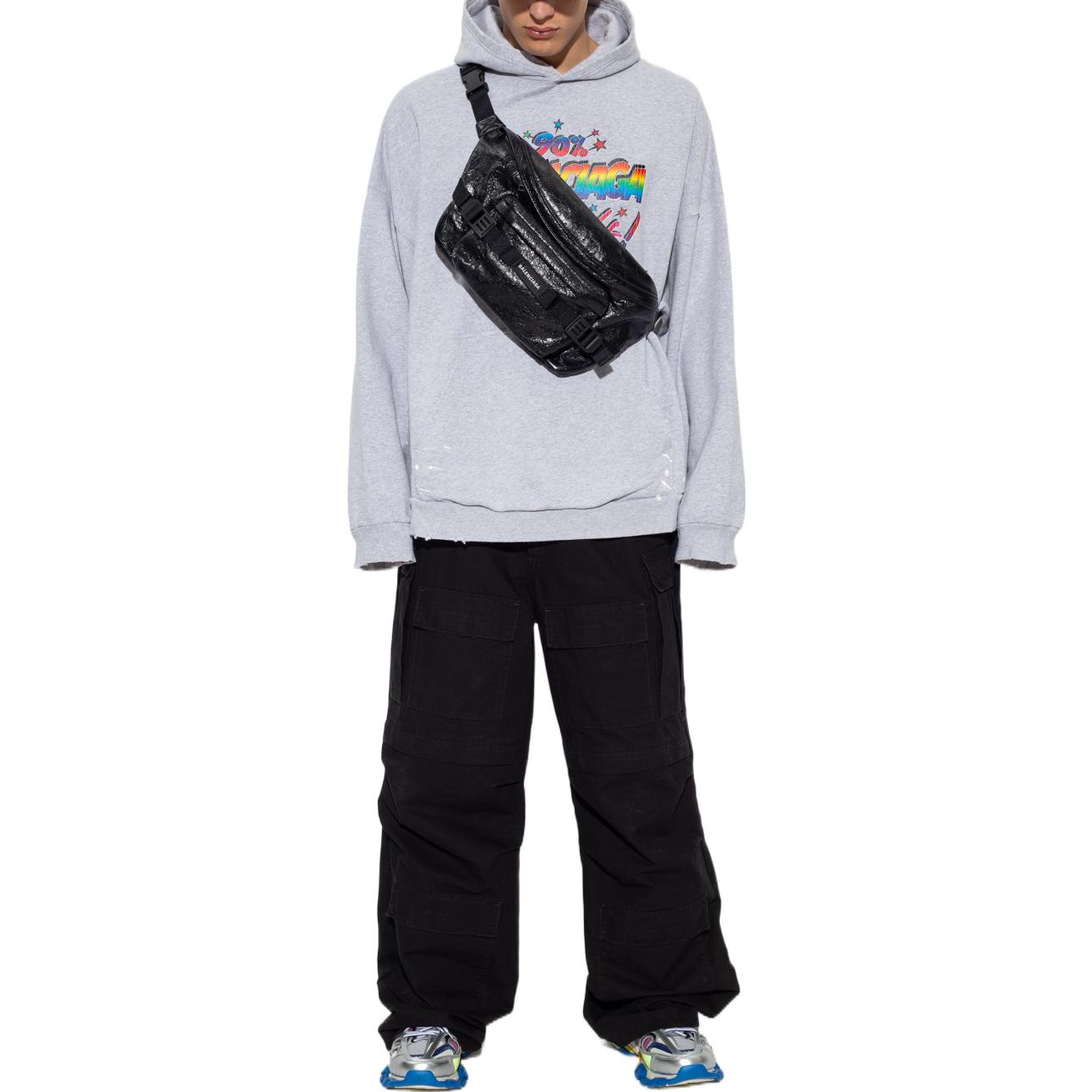 Shop 巴黎世家 2022秋冬 灰色连帽衫多彩标志印花款式 674986TMVH42569