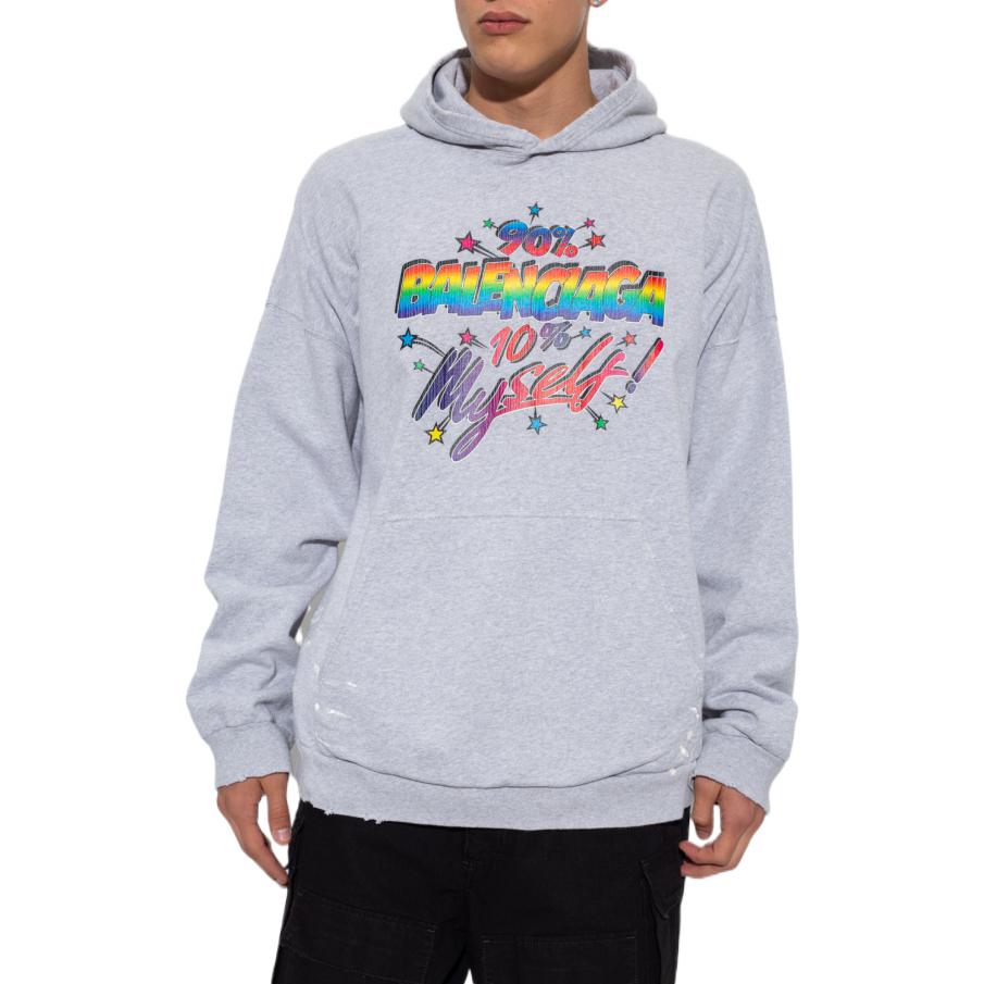 Purchase 巴黎世家 2022秋冬 灰色连帽衫多彩标志印花款式 674986TMVH42569