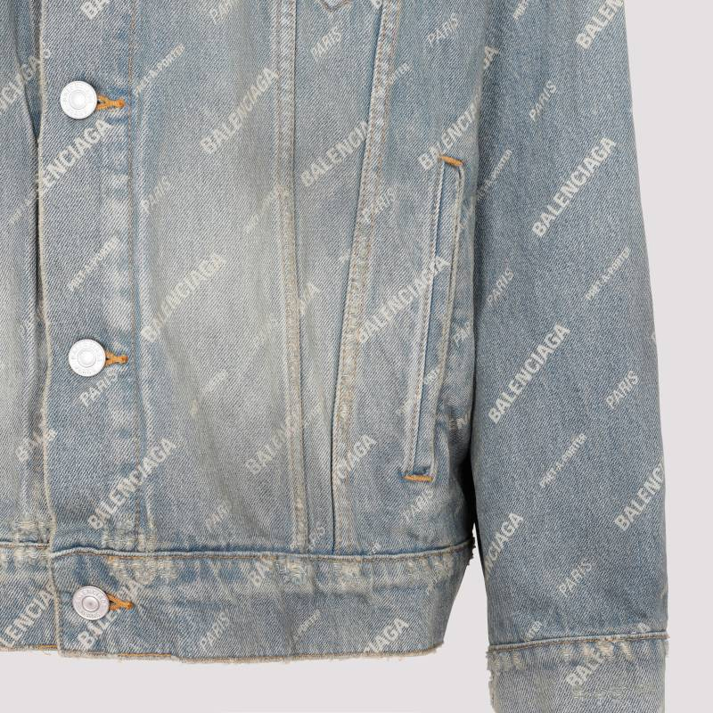 Sizing Balenciaga FW22  Logo Print Distressed Loose Denim Jacket Blue 719319TNW553221