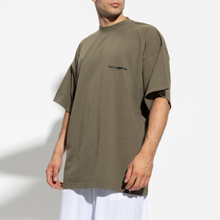Purchase Balenciaga FW22  Logo Print Oversized Tee Military Green. 694576TMVJ62930