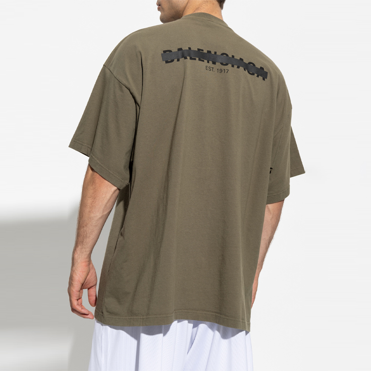 Details for Balenciaga FW22  Logo Print Oversized Tee Military Green. 694576TMVJ62930