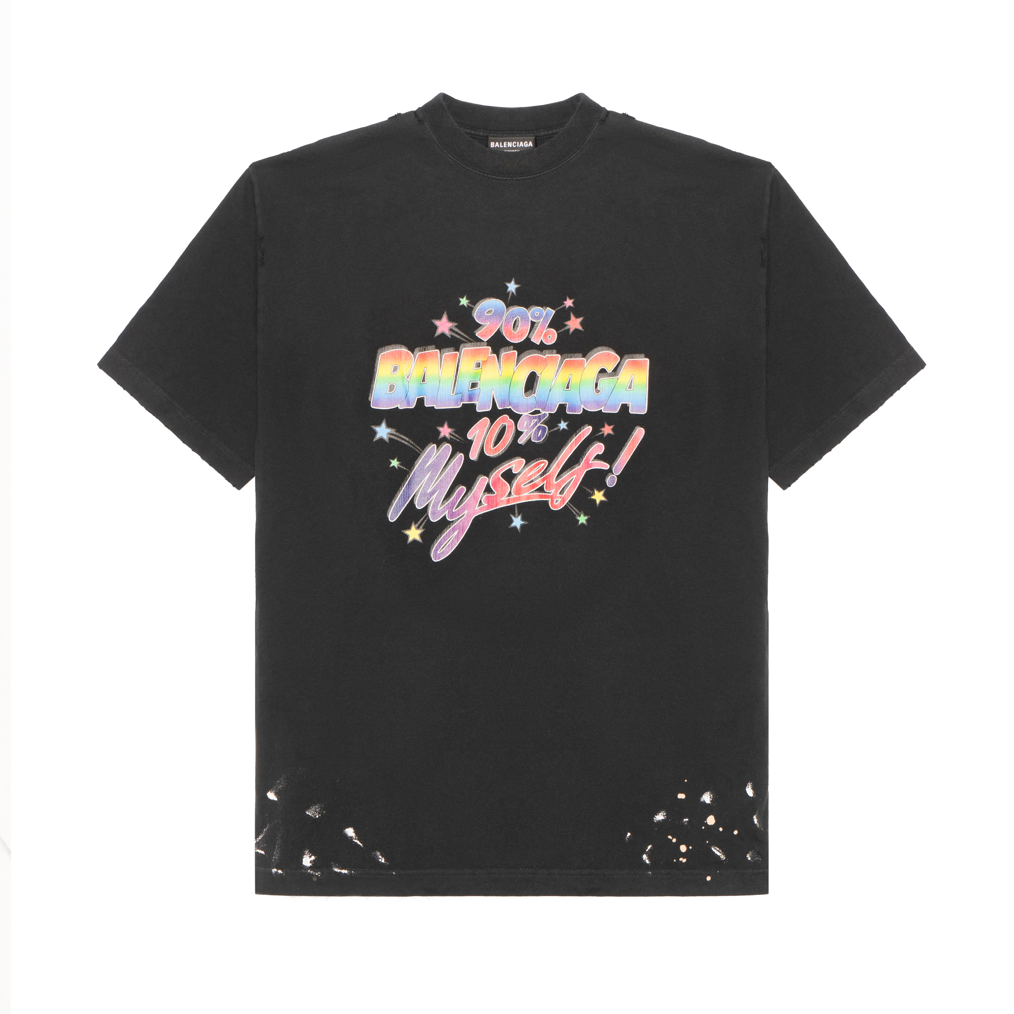 Buy Balenciaga 2022秋冬寬鬆字母印花黑色圓領T恤。 641675TMVH31055