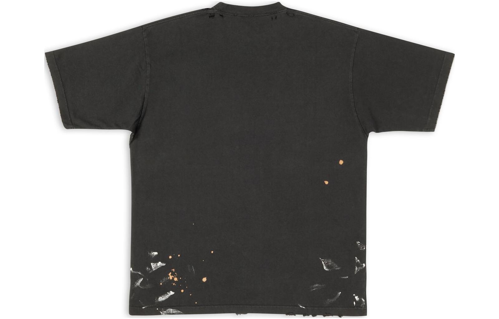 Lookbook Balenciaga 2022秋冬寬鬆字母印花黑色圓領T恤。 641675TMVH31055