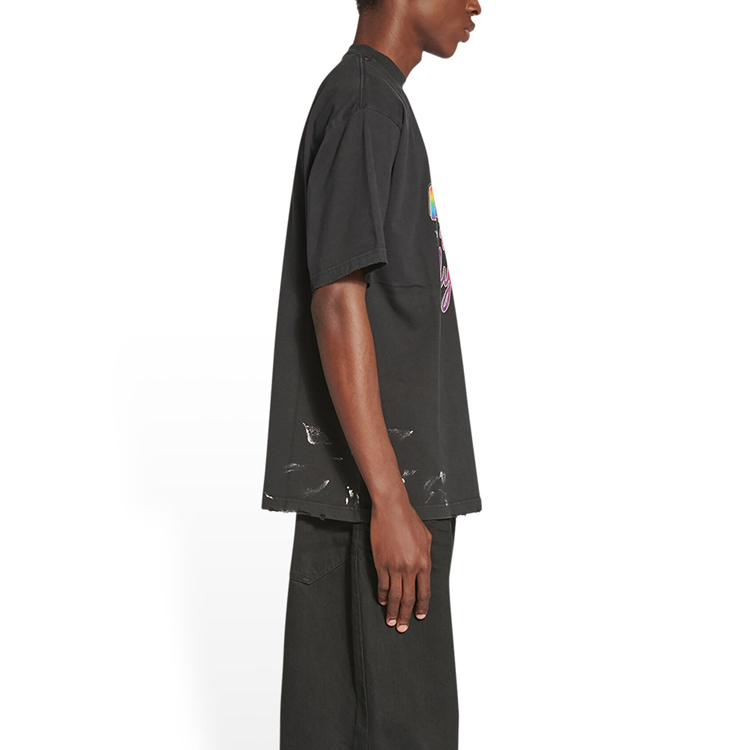 Details for Balenciaga 2022秋冬寬鬆字母印花黑色圓領T恤。 641675TMVH31055
