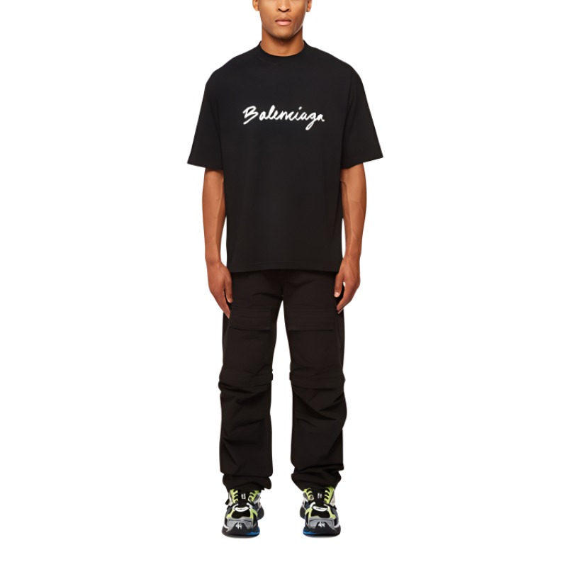 Balenciaga FW22  Loose Fit Script Logo Black Short Sleeve T-Shirt. 612966TMVB41070 圖 4
