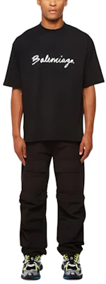 巴黎世家FW22 寬鬆版手寫Logo黑色短袖T恤 612966TMVB41070 Shop 巴黎世家FW22 寬鬆版手寫Logo黑色短袖T恤 612966TMVB41070