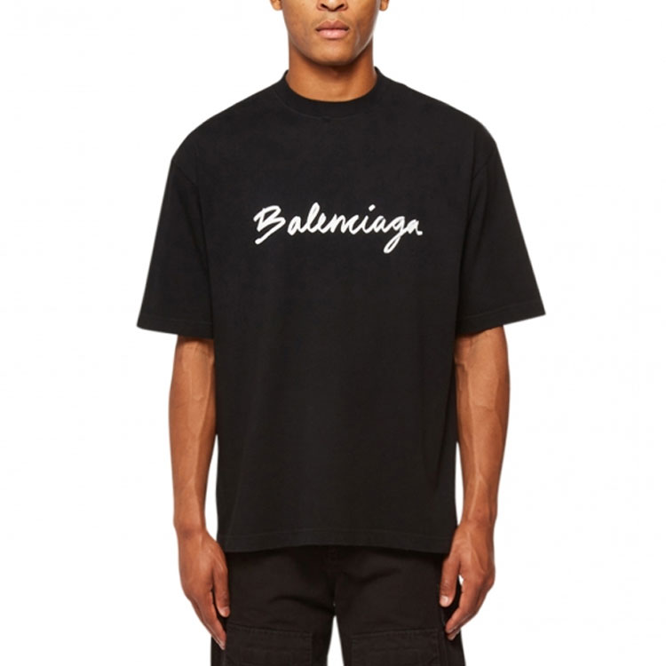 Balenciaga FW22  Loose Fit Script Logo Black Short Sleeve T-Shirt. 612966TMVB41070 圖 5