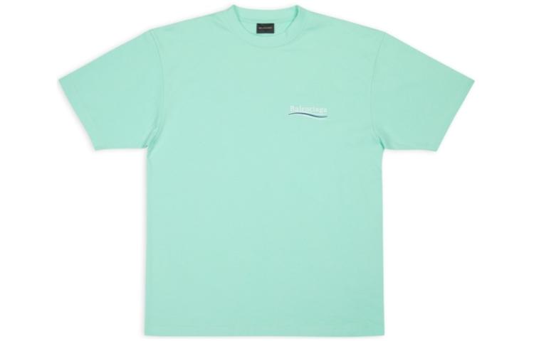 Balenciaga FW22  Mint Green Logo Oversized Crewneck T-Shirt. 641675TKVJ13461