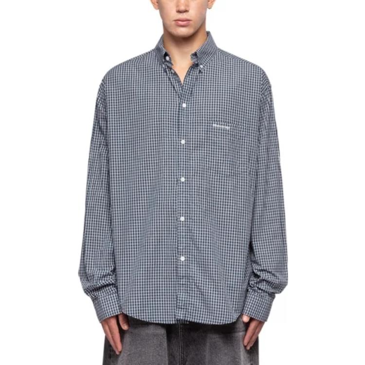 Lookbook Balenciaga FW22  Oversized Plaid Long Sleeve Shirt Blue. 690340TMM373768