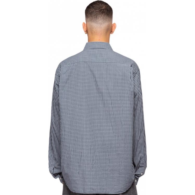Purchase Balenciaga FW22  Oversized Plaid Long Sleeve Shirt Blue. 690340TMM373768