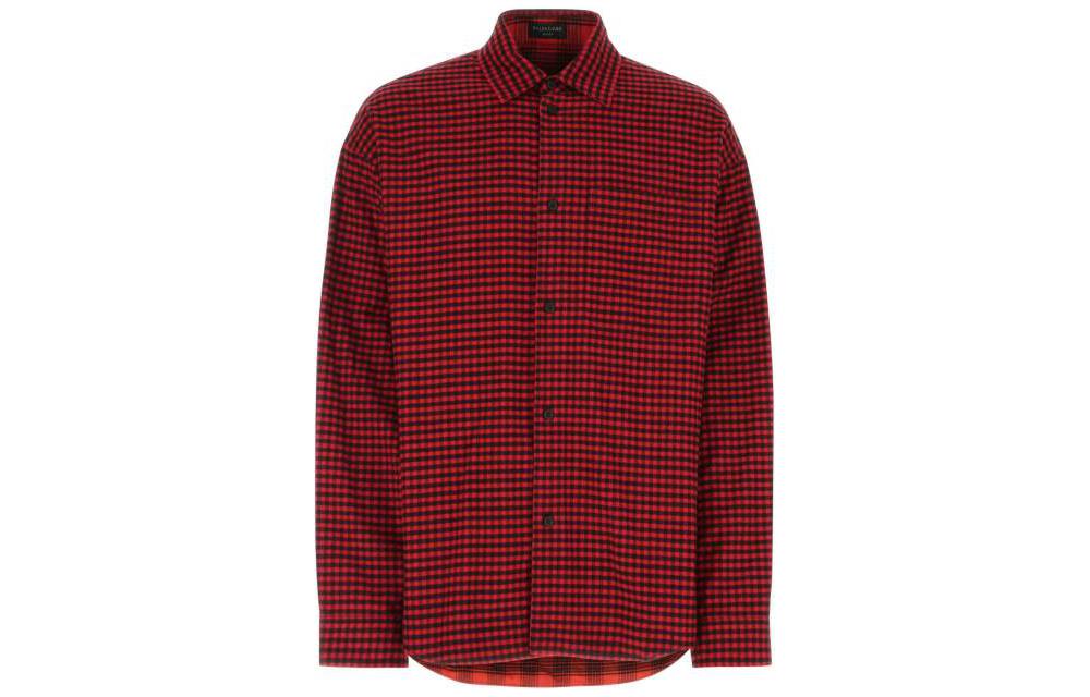 Balenciaga FW22  Red Checkered Print Long-Sleeve Shirt Regular Fit 720105TNM236400