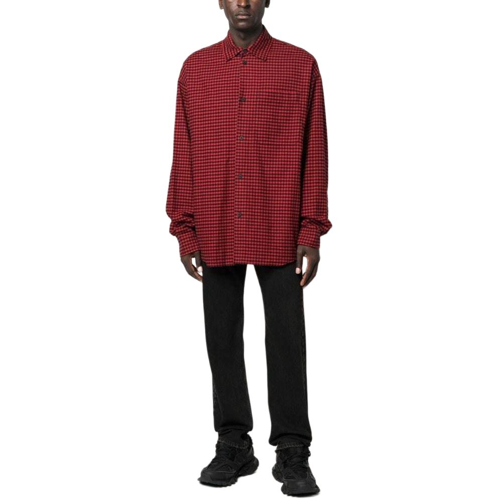 Shop 발렌시아가 FW22 레드 체크 프린트 긴팔 셔츠 레귤러 핏 720105TNM236400