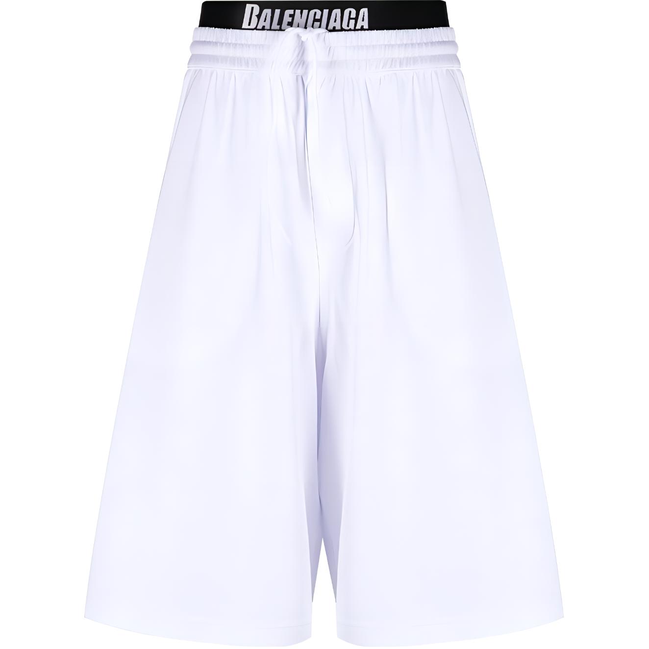 Balenciaga FW22  White Logo Mesh Knit Casual Shorts. 6983174C0B49000