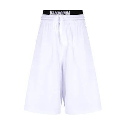 Balenciaga FW22 White Logo Mesh Knit Casual Shorts. 6983174C0B49000