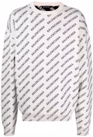 Order Balenciaga FW22 All-Over Logo Jacquard Crewneck Sweater White . 702952T32339054