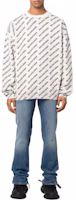 Lookbook Balenciaga FW22 All-Over Logo Jacquard Crewneck Sweater White . 702952T32339054