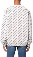 Shop Balenciaga FW22 All-Over Logo Jacquard Crewneck Sweater White . 702952T32339054